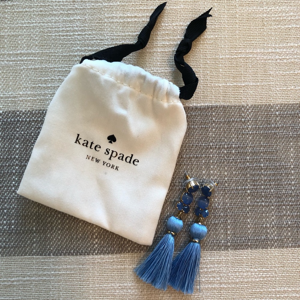 Kate Spade blue tassel Statement earrings